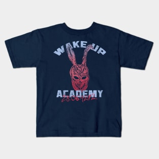 WAKE UP college merch Donnie Darko movie mashup Kids T-Shirt